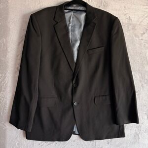 Haggar Men's Black Two Button Classic Fit Blazer Suit Jacket Size 46R